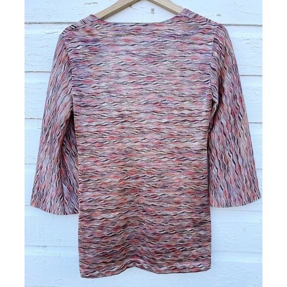 CHICOS Size 0 Sweater Cardigan Tie Front Nude Natural Waves Light Weight Flare - Picture 4 of 4